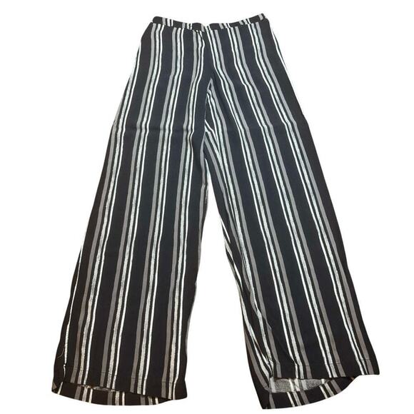 Merona Wide Leg Striped Boho Pants Light Weight Black White Gray Size Medium - Picture 1 of 5